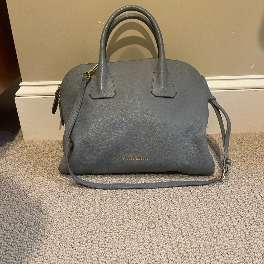 Burberry Light Blue Leather Greenwood Satchel - Picture 3 of 8